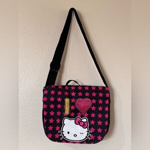 Hello Kitty "I Love Hello Kitty" Black & Pink Star Messenger Bag